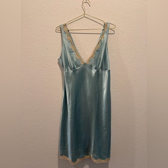 blue long sleeve midi dress Blue Satin Babydoll Mini Dress for Party & Cocktail main image 0